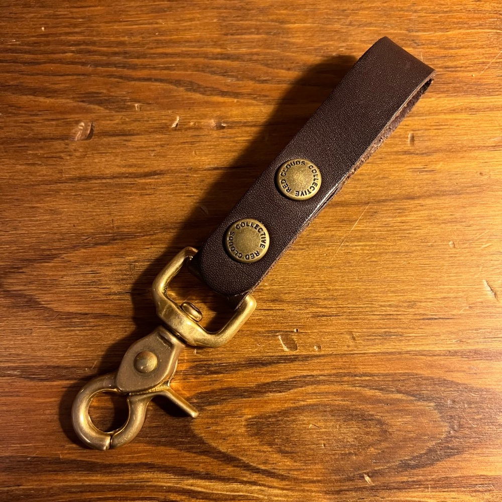 Red Clouds Collective ~ Key Fob Keychain ~ Hermann Oak Leather Brass Clip ~ USA